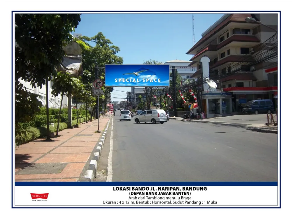 Billboard<br>LED Bando Jl. Naripan (Depan Bank Jabar Banten), Bandung lok jl naripan bandung b